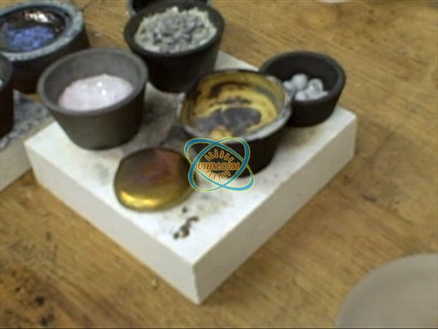 various materials in the crucibles various materials in the crucibles