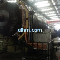 induction tempering steam tank by water cooled flexible induction coil and 120KW MF induction power
